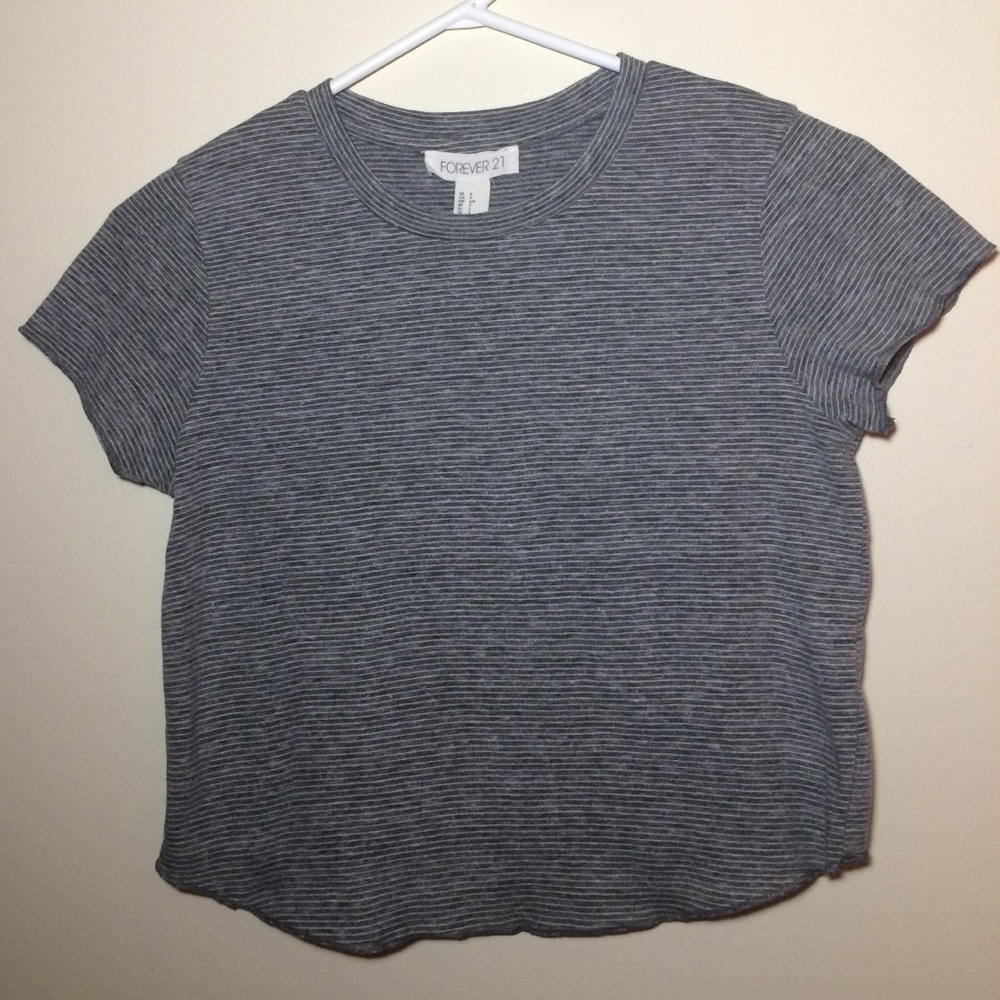 Gray Stripped Crop-Top